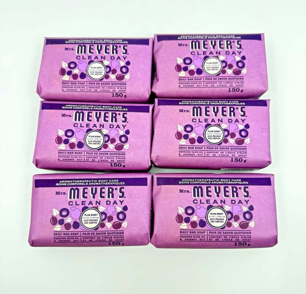 Mrs. Meyer's Clean Day Daily Bar Soap Plum Berry Scent 150g Pack of 6 Bars